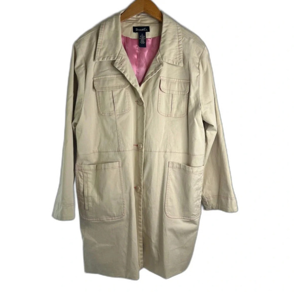 Denim & Co Cream Lightweight Lined Trench Coat w/ Pockets Size 1X - Picture 1 of 10